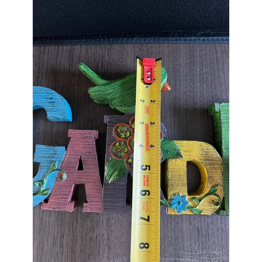 HomeView Design Garden Block Sign Multicolor‎ Bird Floral Rustic Decor NWOT
